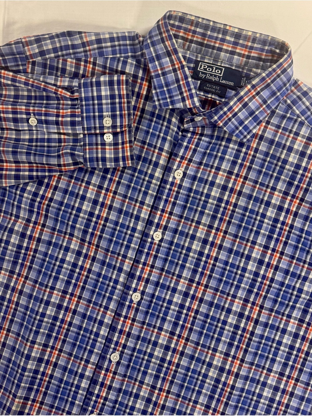 Polo Ralph Lauren Estate Classic Fit Men's XL Plaid Button-Down Shirt No Pony